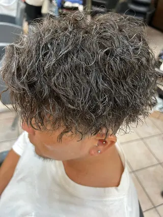 ミディアム パーマ メンズ 大阪/梅田/シャドウ パーマ/ノボリユウタのヘアスタイル