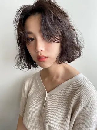 ショート パーマ ヘアアレンジ 髪質改善カラー&TR 縮毛矯正/弱酸性矯正のヘアスタイル