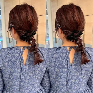 セミロング ヘアアレンジ マミ☁️ヘアセット /お呼ばれヘア/銀座のヘアスタイル