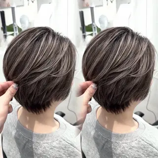 ショート カラー 表参道/ハイライト バレイヤージュのヘアスタイル