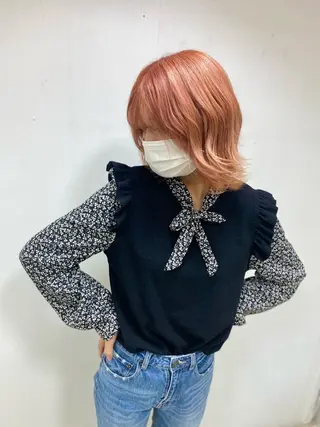 ミディアム カラー パーマ ヘアアレンジ メンズ キッズ ネイル マツエク・マツパ アイブロウ 🌟ブリーチ特化型 ハイトーンカラー🌟のヘアスタイル