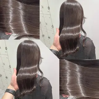 ミディアム カラー ヘアアレンジ 韓国風ベージュ🤎 赤みなし🌿横浜🤎のヘアスタイル