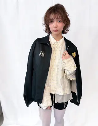 ミディアム カラー パーマ 山田 裕介のヘアスタイル