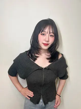 ミディアム カラー YUI 武庫之荘美容室のヘアスタイル