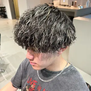ショート カラー パーマ メンズ iss所属・メンズ/パーマ特化 /波巻き/林洋平のヘアスタイル