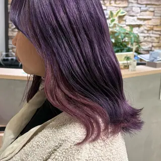 セミロング ハルカ/暖色カラー/ ブリーチカラーのヘアスタイル