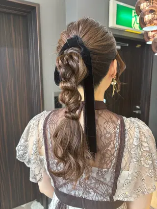 ヘアアレンジ ブリーチなしWカラー ヘアセット菜希のヘアスタイル