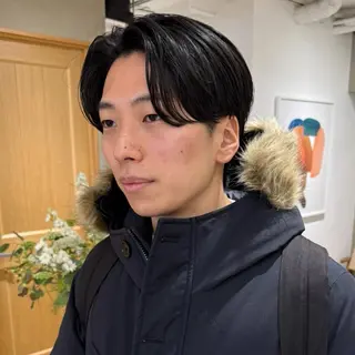 ミディアム パーマ メンズ メンズカット 田形清流のヘアスタイル