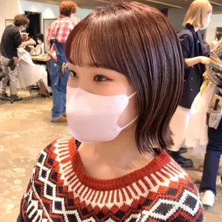 ミディアム カラー 暖色/艶髪/ボブ/ ショート/Ayaのヘアスタイル