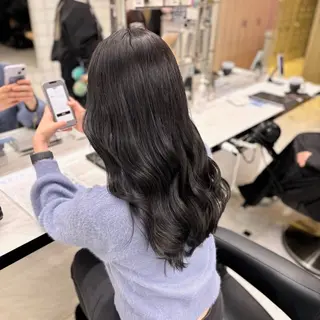 セミロング ヘアアレンジ Ryo横浜韓国ヘア/ 曲がる縮毛矯正特化のヘアスタイル