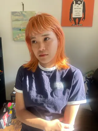 ミディアム カラー アトム/ウルフ パーマ/レイヤーのヘアスタイル