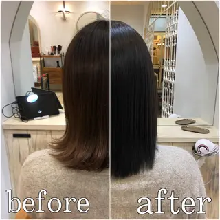 ミディアム カラー ＼脱・うねり& 広がり／gite菊のヘアスタイル