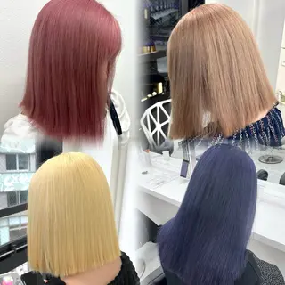 セミロング カラー ケアブリーチ/ 髪質改善/上質艶髪のヘアスタイル