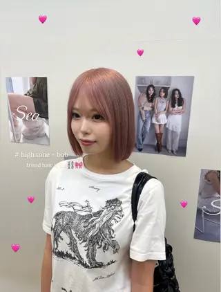 ショート カラー ヘアアレンジ 🩷ひより韓国ヘア/ 艶髪/ワンホン🩷のヘアスタイル