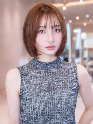 ミディアム カラー 渋谷/レイヤーボブ・ 韓国ボブ特化/楓のヘアスタイル