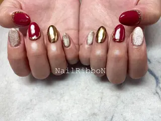 ネイル ネイルリボン 受付スタッフのネイルデザイン