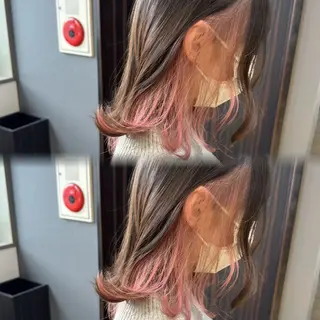 セミロング カラー ミルクティー/ピンク /ブロンド 咲良のヘアスタイル