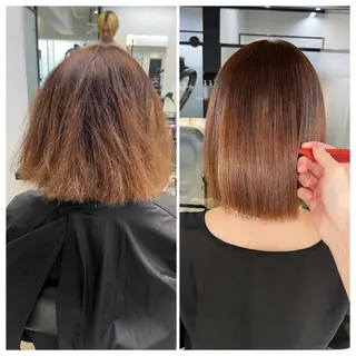 ショート け んブリーチ縮毛矯正のヘアスタイル