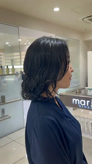 ミディアム パーマ ぷつっとボブ/ 似合わせ🥀原ちひろのヘアスタイル