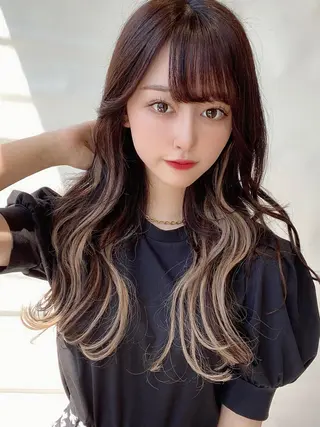 セミロング カラー パーマ 新宿✨顔周りカット 韓国ヘア/坂本亜裟海のヘアスタイル