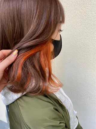 ミディアム カラー プルエクステ界隈 ハイトーン/カツオ✨のヘアスタイル