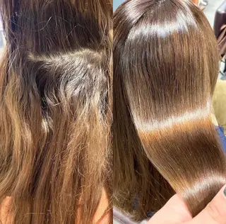 ロング パーマ 傷ませない縮毛矯正／ 吉岡 美江のヘアスタイル