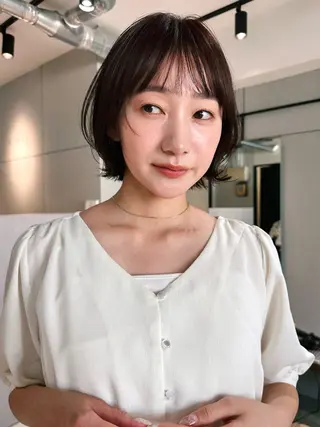 ショート カラー パーマ 🫧小顔×似合わせ× 透明感カラー🫧のヘアスタイル