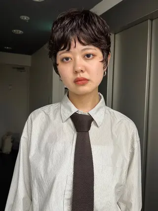 ショート カラー パーマ ボブ/レイヤー/ケア パーマ/リュウタのヘアスタイル