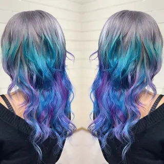 ミディアム カラー パーマ ヘアアレンジ 髪質改善×ハイトーン 中田啄也のヘアスタイル