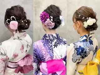 セミロング 【ピンク/韓国ヘア/ ヘアセット】亜海のヘアスタイル