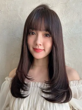 ロング カラー パーマ 新宿✨顔周りカット 韓国ヘア/坂本亜裟海のヘアスタイル