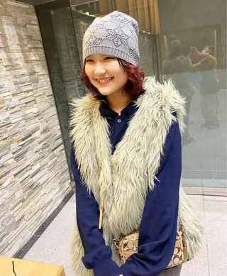 ミディアム カラー パーマ ヘアアレンジ 髪と音処　マトぺ所属・デザインカラー/ボブ ブリーチカラー/ユリのヘアスタイル