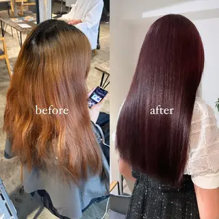 ロング カラー 暖色カラー🍒 ケアブリーチ/akiのヘアスタイル