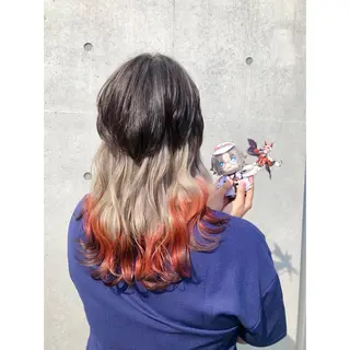 セミロング カラー 推しカラー✨ オタク美容師ユウカのヘアスタイル