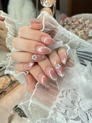 ネイル 23時まで❤︎韓国、 ワンホンネイルのネイルデザイン