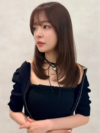 セミロング カラー 韓国ヘア🇰🇷透明 感カラー/yui💞のヘアスタイル