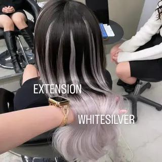 ロング カラー エクステ🩵ブリーチ 韓国ヘア🩵KAEのヘアスタイル