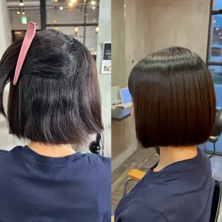 ショート lafith hair Glanz 桂所属・かじももな｜縮毛矯正 ｜透明感カラーのヘアスタイル