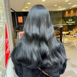 ロング カラー ブリーチなし ミルクティー齋藤晴のヘアスタイル