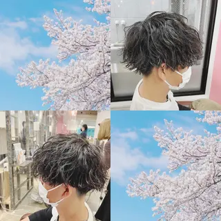 ショート パーマ メンズ ヲタク美容師 店長　上原のヘアスタイル