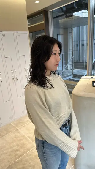 セミロング パーマ 透明感カラー❄️要 半個室×マンツーマンのヘアスタイル