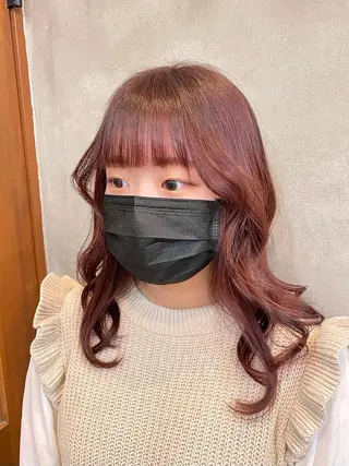 ミディアム カラー 【ピンク/韓国ヘア/ ヘアセット】亜海のヘアスタイル