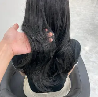 ロング 韓国ヘア/ブリーチ無 しWカラー/オリーブのヘアスタイル