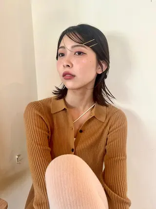 ミディアム ヘアアレンジ センターパート/ 暖色カラーayuのヘアスタイル