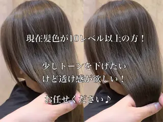 ミディアム カラー ブリーチなしダブル カラー縮毛矯正　下野のヘアスタイル