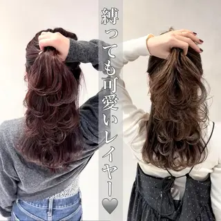 ロング カラー ヘアアレンジ 大人レイヤー& 透明感カラー💄のヘアスタイル