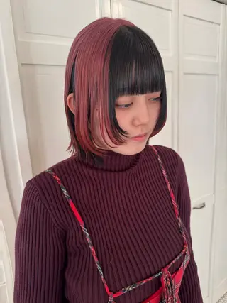 カラー ブリーチカラー🎀 韓国風/寺門美優のヘアスタイル