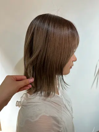 ミディアム カラー ヘアアレンジ 🧸れな/艶カラー /暖色カラー🧸のヘアスタイル