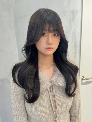 セミロング 韓国レイヤーカット/ 縮毛矯正/羽田航のヘアスタイル