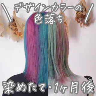 ミディアム カラー パーマ ヘアアレンジ 推し活専用 【派手髪】飯野ゆかりのヘアスタイル